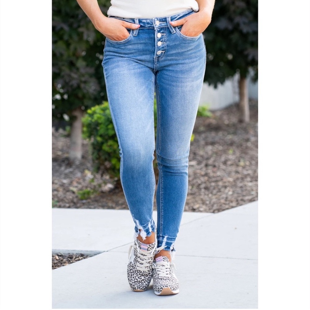 Vervet Amber Mid Rise Skinny Button Fly Jean